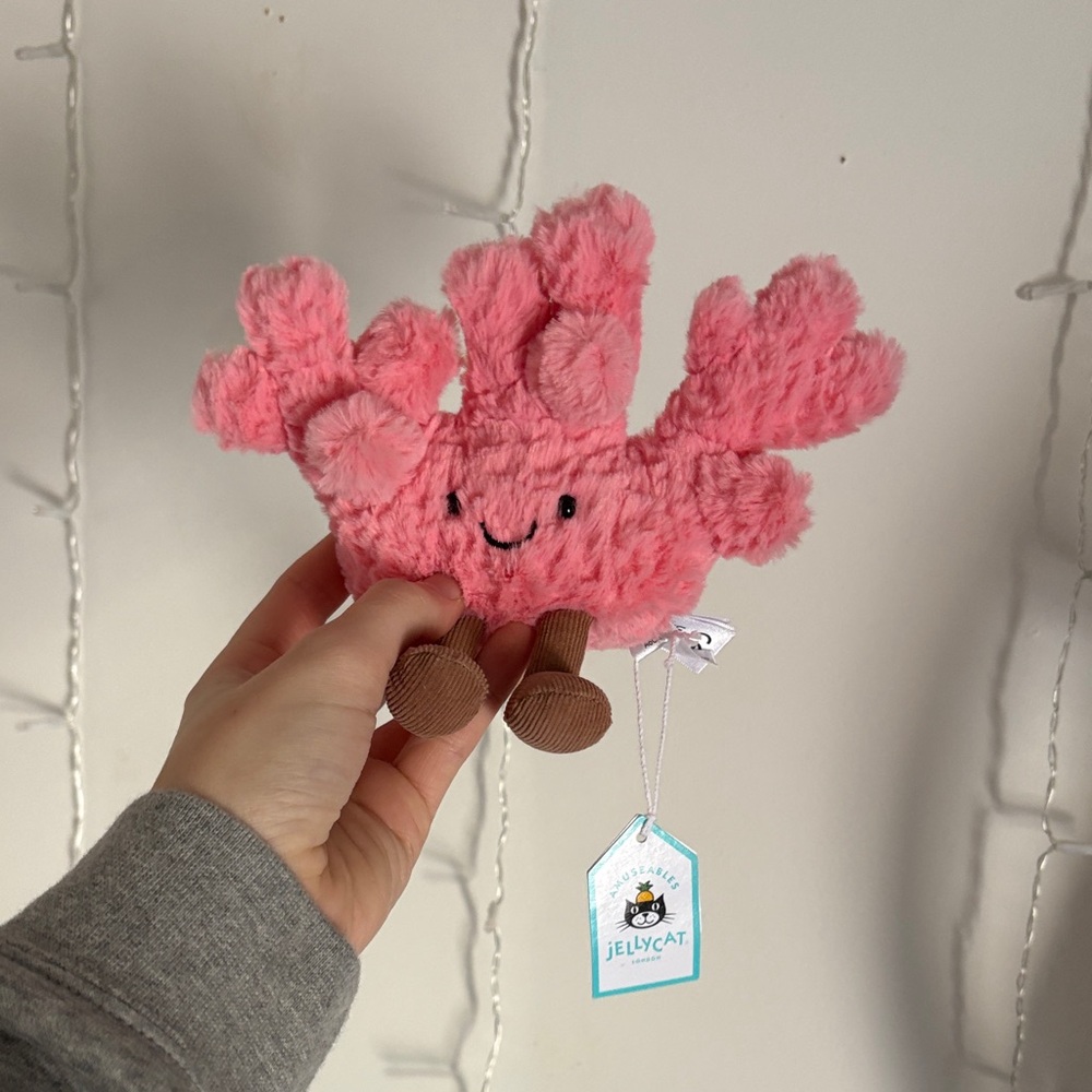 Jellycat Coral Pink Plush with Brown Feet
